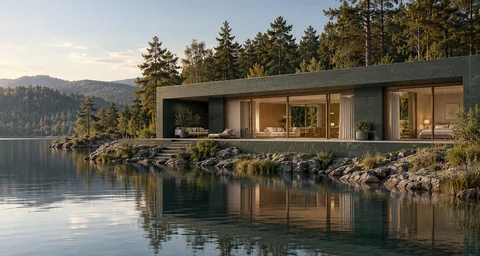 Architecture, light and landscape. A digital study for a thoughtfully designed retreat.