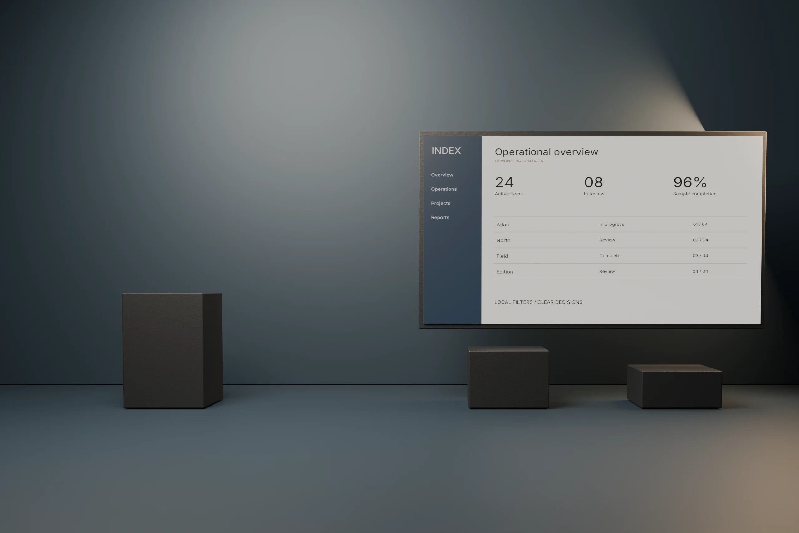 Original 3D gallery staging of the INDEX concept study